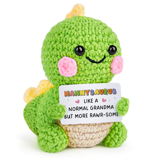 AceThrills Nanny Gifts, Nanny Birthday Gifts - Handmade Crochet Funny Cute Dinosaur Nannysaurus, Gift for Nanny from Grandchildren on Mother's Day Birthday Christmas