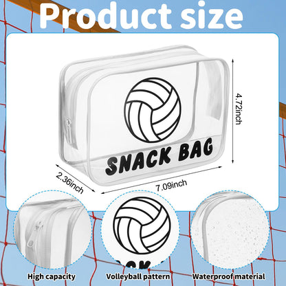 12 Pcs Volleyball Snack Bags for Team Gifts Volleyball Goodie Treat Candy Pouch Bags Clear PVC Waterproof with Zipper Party Favors for Team Ground Birthday Gifts Sport Supplies