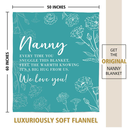 GiltGlimmer Nanny Gifts for Grandma, Gifts for Nanny Blanket, Nanny Birthday Gift from Grandkids, to My Nanny Nana Grandma Blanket 50" x 60", Teal