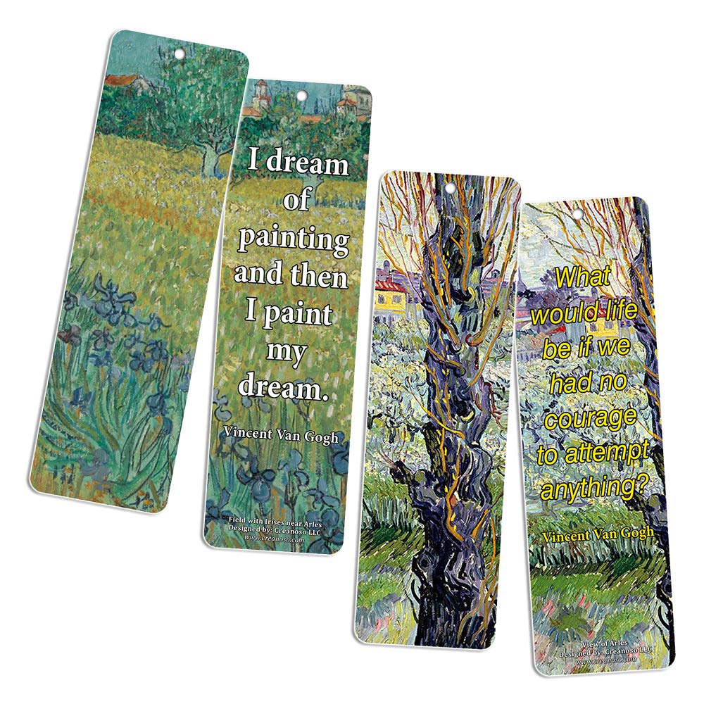 Loving Vincent Van Gogh Inspiring Quotes Bookmarker Cards (36-Pack) - Cool Book Classical Painting Art Print Decal - Stocking Stuffers Gifts for Men Women Teens Thanksgiving Christmas