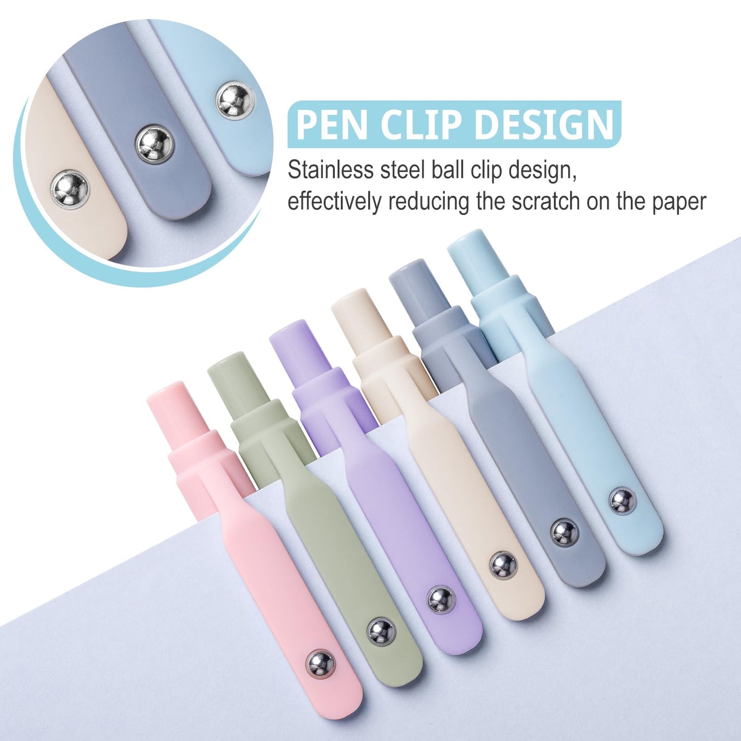 Fenmay Gel Pens, 6 Pcs Smooth Writing Pens No Bleed & Smear, Black Ink Cute Pens Fine Point (0.5mm), Retractable Aesthetic Pens School Office Supplies for Women & Men