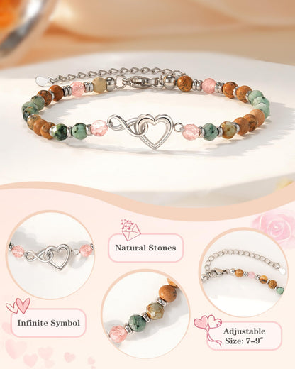Shonyin Everlasting Heart Bracelet for Women Mother Daughter Girlfriend Sister In Law Gifts with Meaningful Card Valentines Birthday Christmas