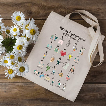 Psychologist Canvas Tote Bag Thank You Gift for Psychologist Psych Shopping Bag Book Bag End of Term Gift