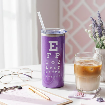 Optometry Technician Gifts for Women Snellen Chart Water Bottle or Coffee Tumbler Cup with Lid 0195
