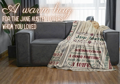 Huglanket Jane Austen Gifts for Women, Flannel Blanket, Personalized Jane Austen Gift for Birthday, Thanksgiving's Day, Christmas - Size 50" x 65" - Frame