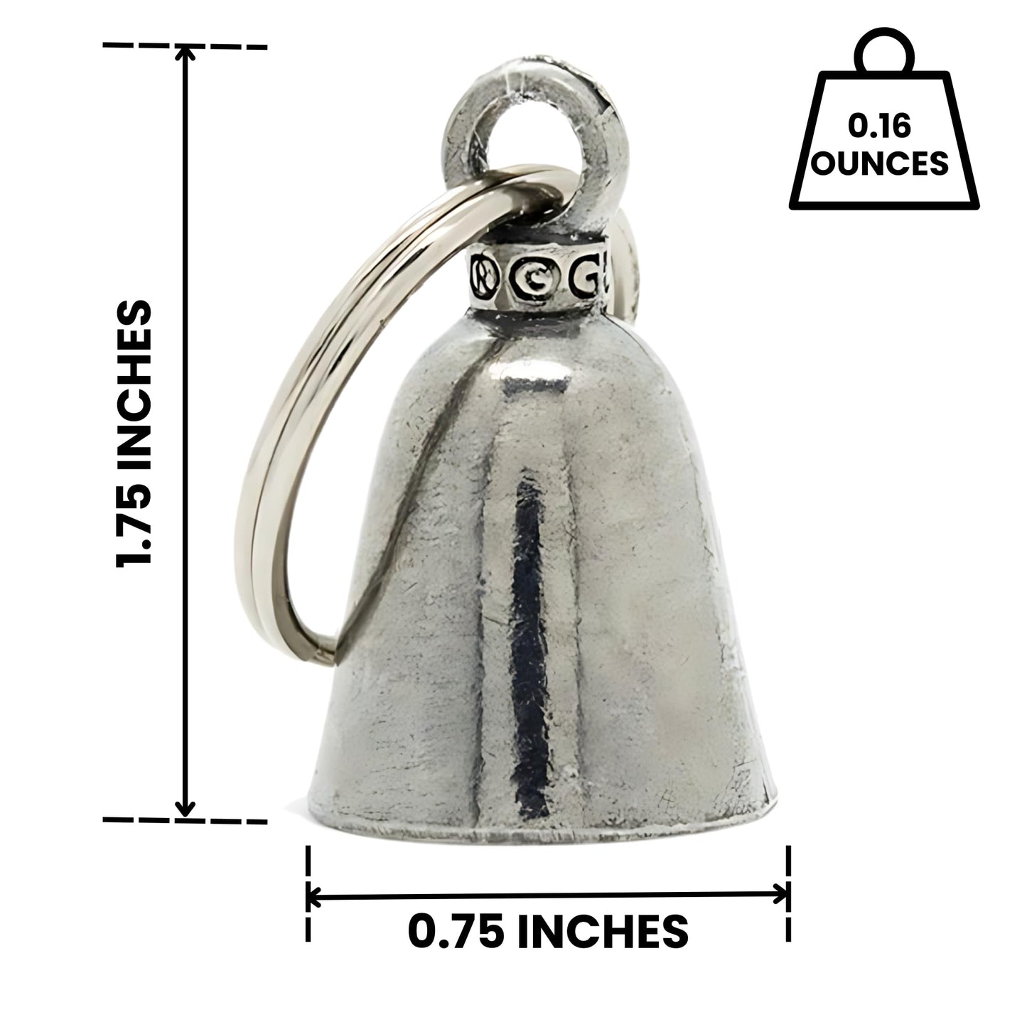 Guardian Bell Good Luck Bell w/Keyring & Black Velvet Bag | Motorcycle Bell | Lead-Free Pewter | Made in USA