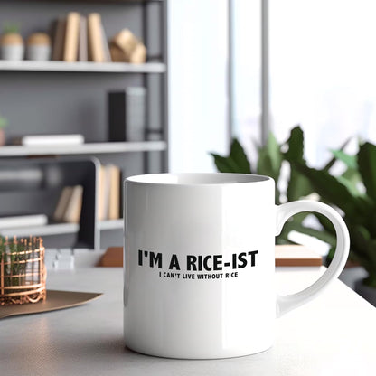 Panvola I'm a Rice-Ist I Can't LIve Without Rice Filipino Philippines Gifts For Men Women Rice Lover Filipino Souvenir for Friends Family Farmer Farming Funny Coffee Ceramic Mug 11 oz White