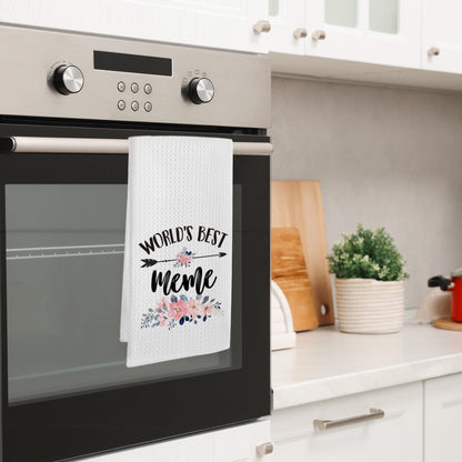 Meme Gifts Kitchen Towels, Mother's Day Christmas Birthday Gifts for Grandma from Grandkids Hand Towels Bathroom Decor, World's Best Meme Dishcloths Dish Towel for Kitchen 16x24 Inches