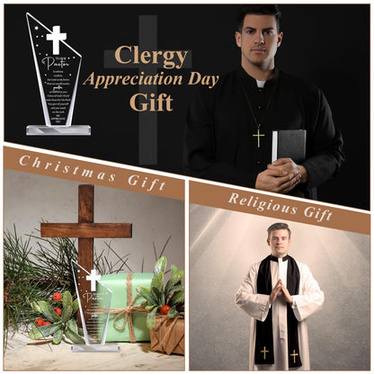 Kosiz 1 Pcs Pastor Christian Gift Appreciation Decorations Acrylic Cross Plaques for Men Women Church Father's Day Retirement Keepsake Religious Thank You Decor Gratitude Saying Sign (Classic Pastor)