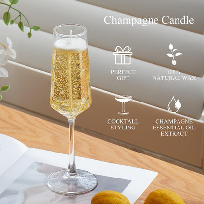 Champagne Candle - Realistic Hand-Poured Cocktail Candle, Birthday Gift for Women & Men, Party Wedding Home Bar Decor (Champagne)