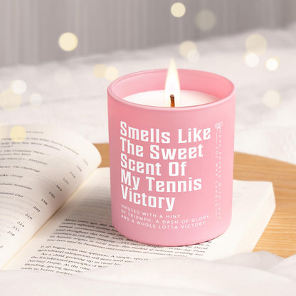 Tennis Gifts for Women, Lavender Scented Candle, Cool Gifts for Tennis Lovers/Girl/Coach/Player/Friend, Funny Tennis-Themed Gift for Mothers Day Birthday, Tennis Party Decorations,Pink(10oz)
