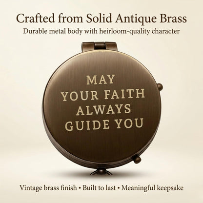 Baptism Gifts for Boys – Confirmation & First Communion Compass Gift – Catholic Christian Brass Pocket Compass with Scripture – Religious Keepsake for Christening – Gift for Godson, Son, or Grandson