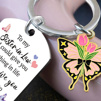 Sister In Law Gifts for Women Birthday Gifts for Sister In Law Mothers Day Women Unique Wedding Gift Sentimental Butterfly Keychain