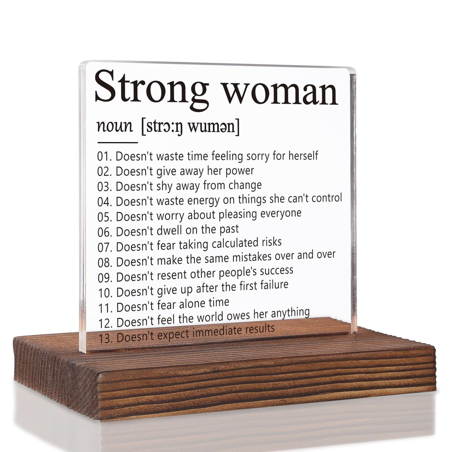 Inspirational Gifts for Women Mom Sister, Strong Woman Definition Sign, Positive Energy Gift for Coworkers Recognition, Motivational Gifts for Friends, Acrylic Desk Decor Plaque VR211