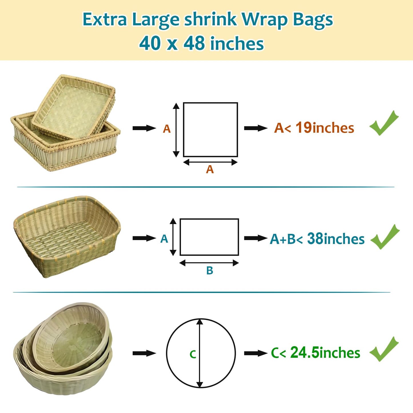 HSZJsto 6PACK Extra Large Cellophane Bags, 40x48 Inch Clear Cellophane Wrap Basket Gift Bags for Easter Gift Baskets Packaging, Cellophane Wrap Christmas Gift Bags
