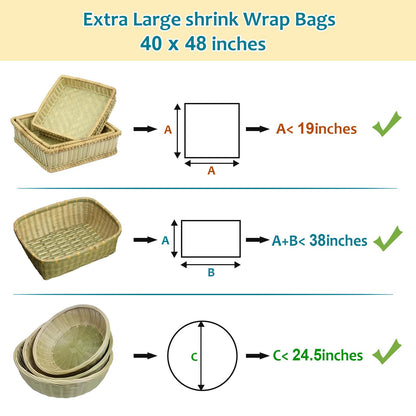 HSZJsto 6PACK Extra Large Cellophane Bags, 40x48 Inch Clear Cellophane Wrap Basket Gift Bags for Easter Gift Baskets Packaging, Cellophane Wrap Christmas Gift Bags