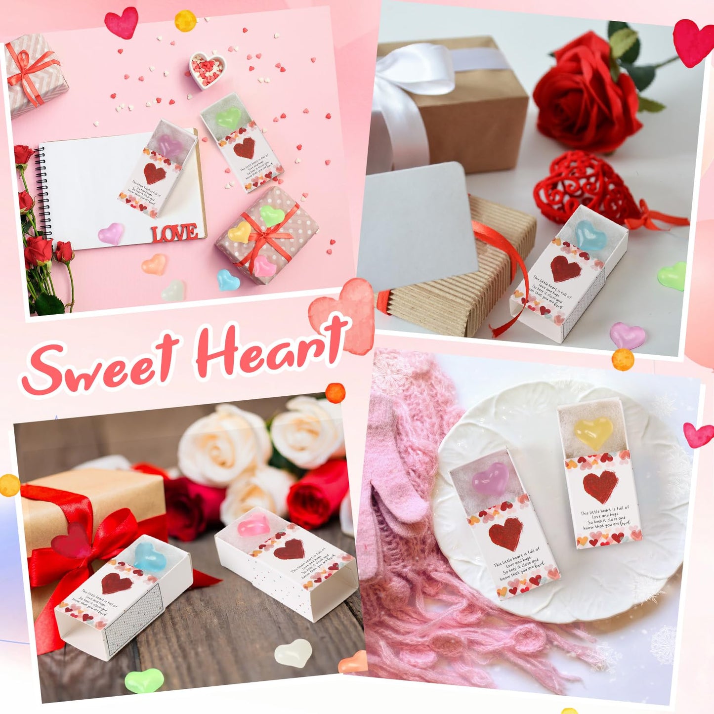 Wonderjune 36 Sets Mothers Gifts for Mom Women Small Emotional Affirmation Resin Support Thank You Luminous Heart Exchange Gifts