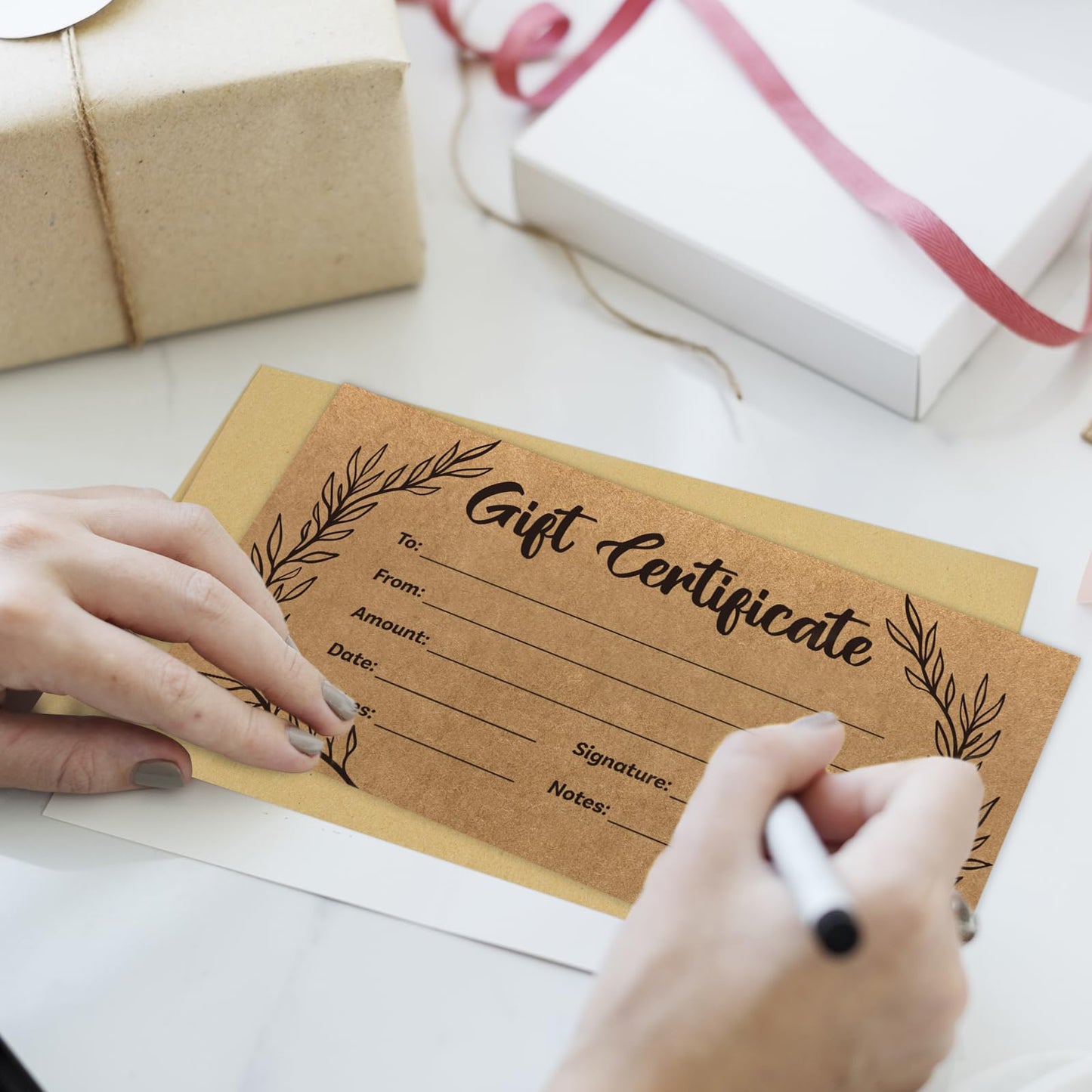 48 Pcs Blank Gift Certificates Kraft Certificate Cards with 48 Pcs Envelopes for Business Salon Restaurants Spa Christmas Birthday, 3.5 x 7