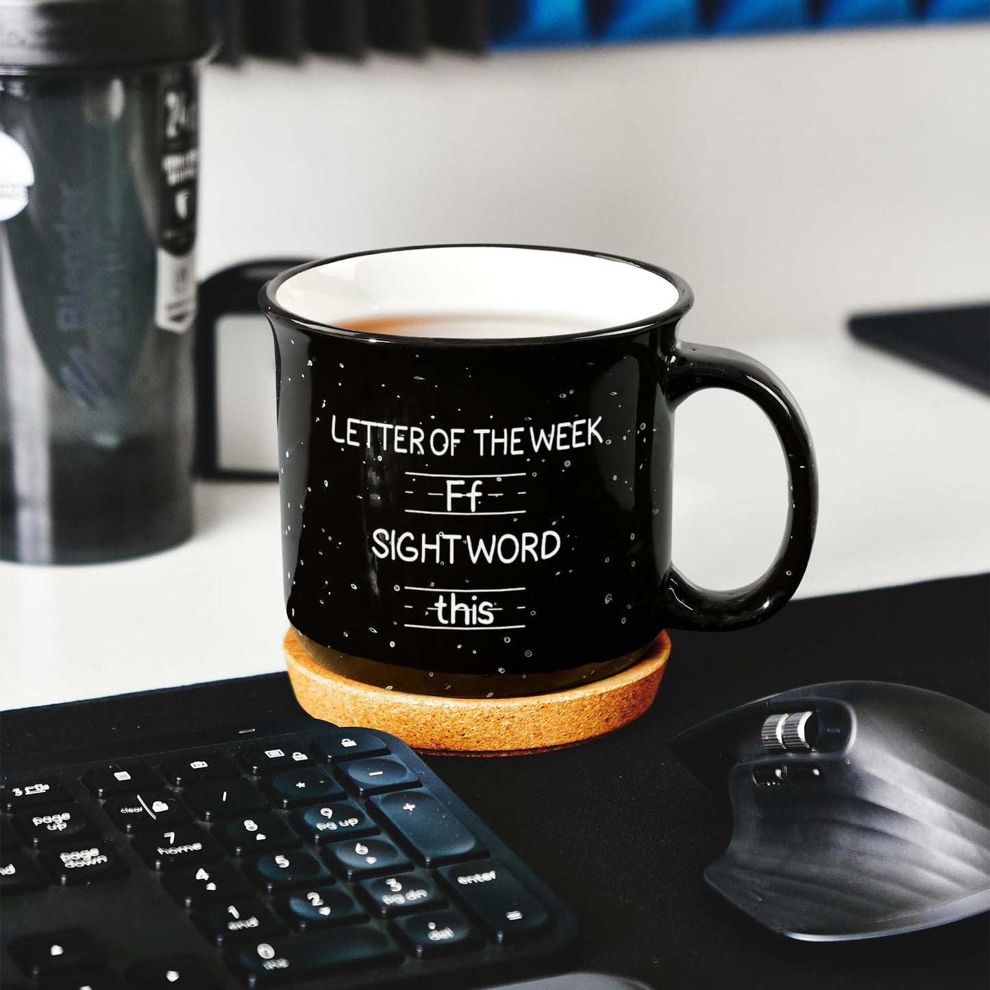 Cabtnca Teacher Appreciation Gifts for Women Men, Funny Sight Word Coffee Mug 15 Oz, Male Teacher Appreciation Gift Birthday White Elephant Christmas Gift for Teacher, Black