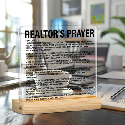 Realtor Gifts for Women Men, Religious Christmas Birthday Gifts for Real Estate Agent, Realto's Prayer Acrylic Plaque Sign Home Office Decor