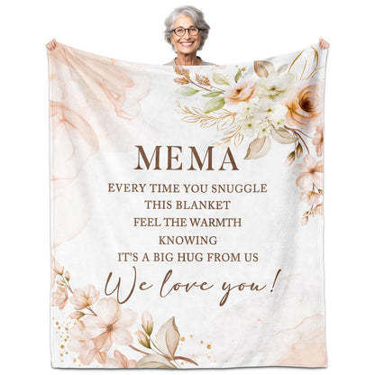 Mema Gifts, Gifts for Mema, Memas Birthday Gift, Mema' Blanket 60" x 50", Mema's Gift for Grandma, Mema's Gift' from Grandkids, Gift' for Memas Mother's Day Christmas