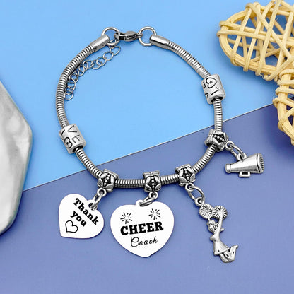 DlaeKua Cheer Gifts for Coach Appreciation Bracelets Thank You Gifts for Women Cheerleader Coach Present for Cheerleader Women Cheer leader Birthday Presents
