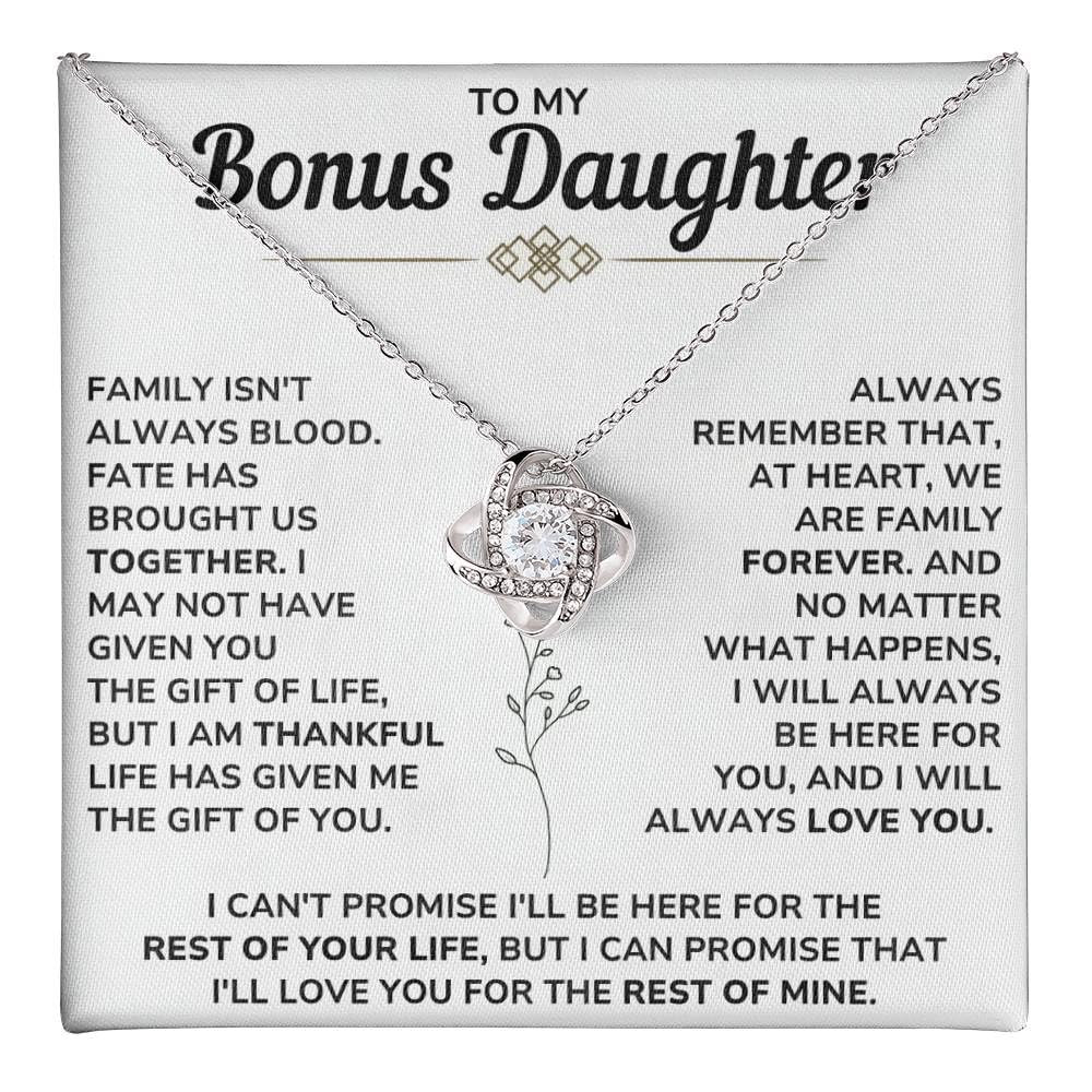 To My Beautiful Bonus Daughter Necklace From Mom & Dad With Heartfelt Message Card Perfect for Birthday, Graduation, or Christmas Gift 14k Pendant to Stepdaughter & Goddaughter