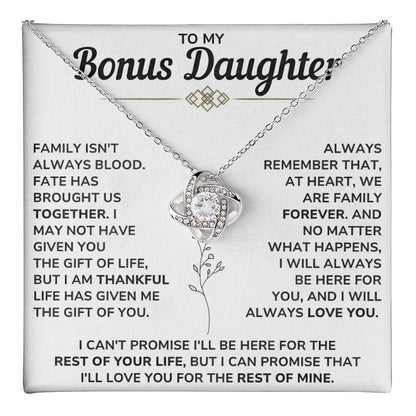 To My Beautiful Bonus Daughter Necklace From Mom & Dad With Heartfelt Message Card Perfect for Birthday, Graduation, or Christmas Gift 14k Pendant to Stepdaughter & Goddaughter