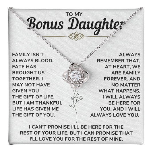 To My Beautiful Bonus Daughter Necklace From Mom & Dad With Heartfelt Message Card Perfect for Birthday, Graduation, or Christmas Gift 14k Pendant to Stepdaughter & Goddaughter