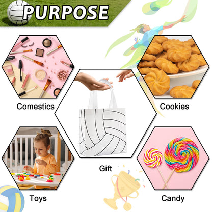 24Pcs Volleyball Gift Bags With Handles Bulk Sport Theme Treat Candy Bags Volleyball Team Present Non Woven Goodie Snack Favor Bag for Sport Boys Birthday Party Favor Baby Shower Decorations Supplies