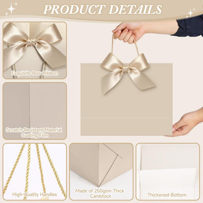 Addblu 2 Pack Large Gift Bags with Handles & Tissue Papers, 12.6×10×4 Inches Thank You Gift Bags with Cards for Mother’s Day, Birthday, Baby Shower, Wedding & Bridesmaids (Champagne Gift Bag, 2 PCS)