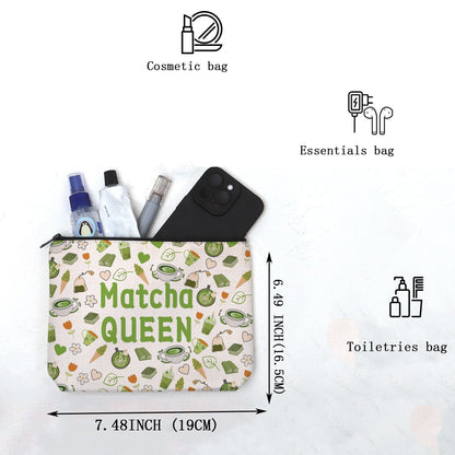 MAOFAED Matcha Gift Matcha Queen Cosmetics Bag For Women Matcha Lover Gift Tee Enthusiast Gift Zipper Pouch (matcha queen)