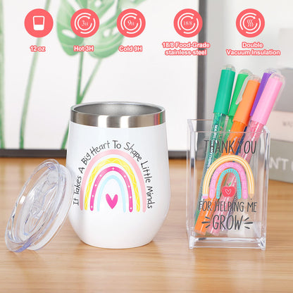 Best Teacher Appreciation Gifts for Women, Christmas, Birthday, Back to School, Thank You Gifts for Teacher, 12 oz Tumbler Gift Basket