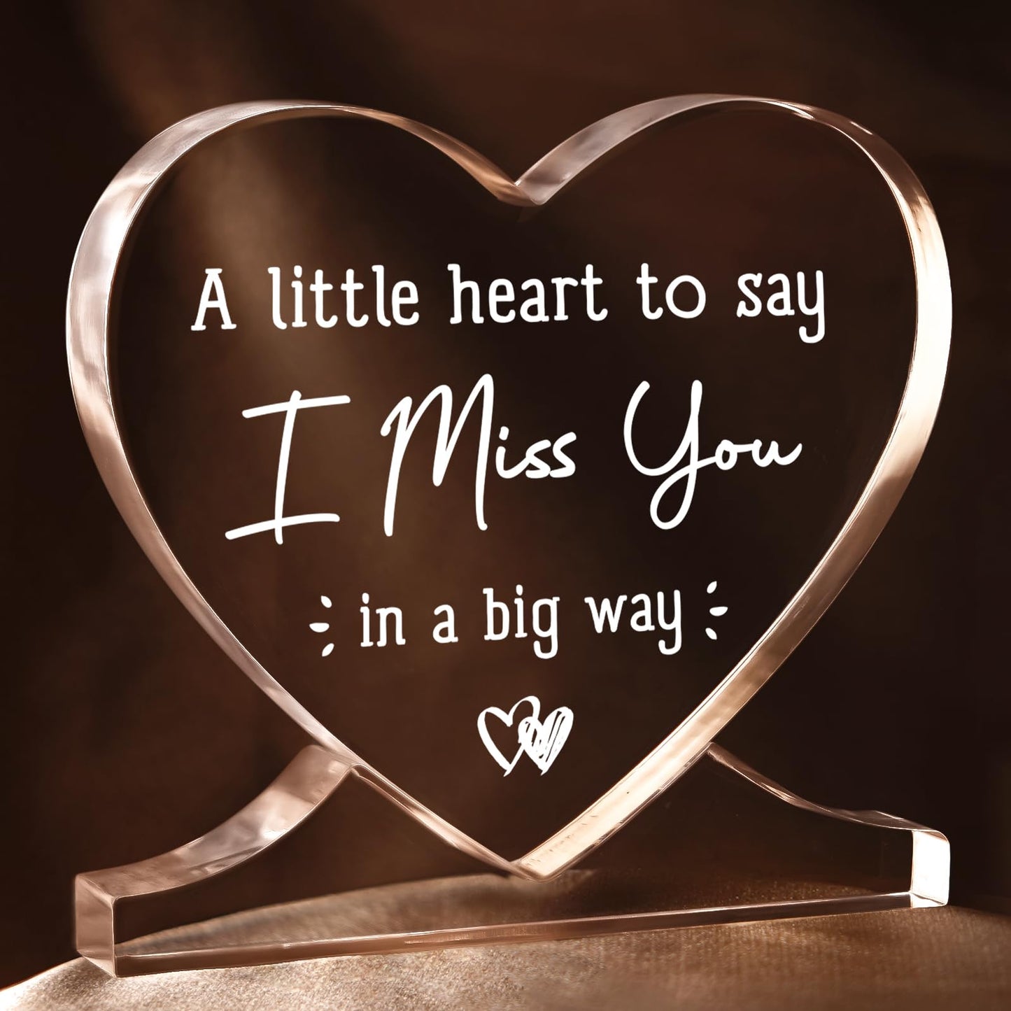 Birthday Gifts for Girlfriend, Boyfriend, Him, Her, Long Distance Relationship Gifts for Best Friend, I Miss You, Acrylic Desk Decor, Romantic Valentine's Day I Love You Gift, Heart Plaque