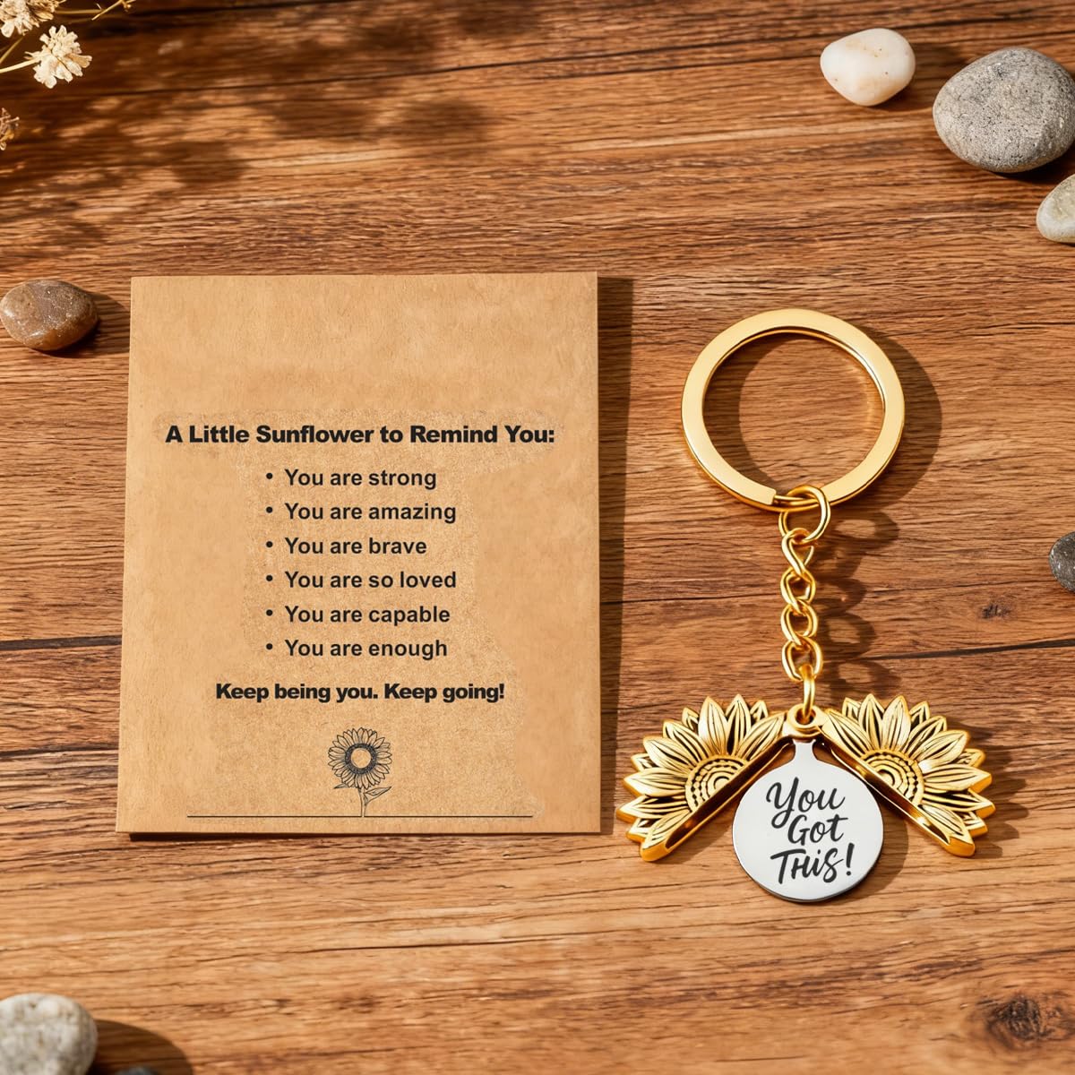 YOU GOT THIS Sunflower Keychain for Women Men Cute Inspirational Motivational Gift Uplifting Keychain for Friends Family Graduation Birthday Christmas