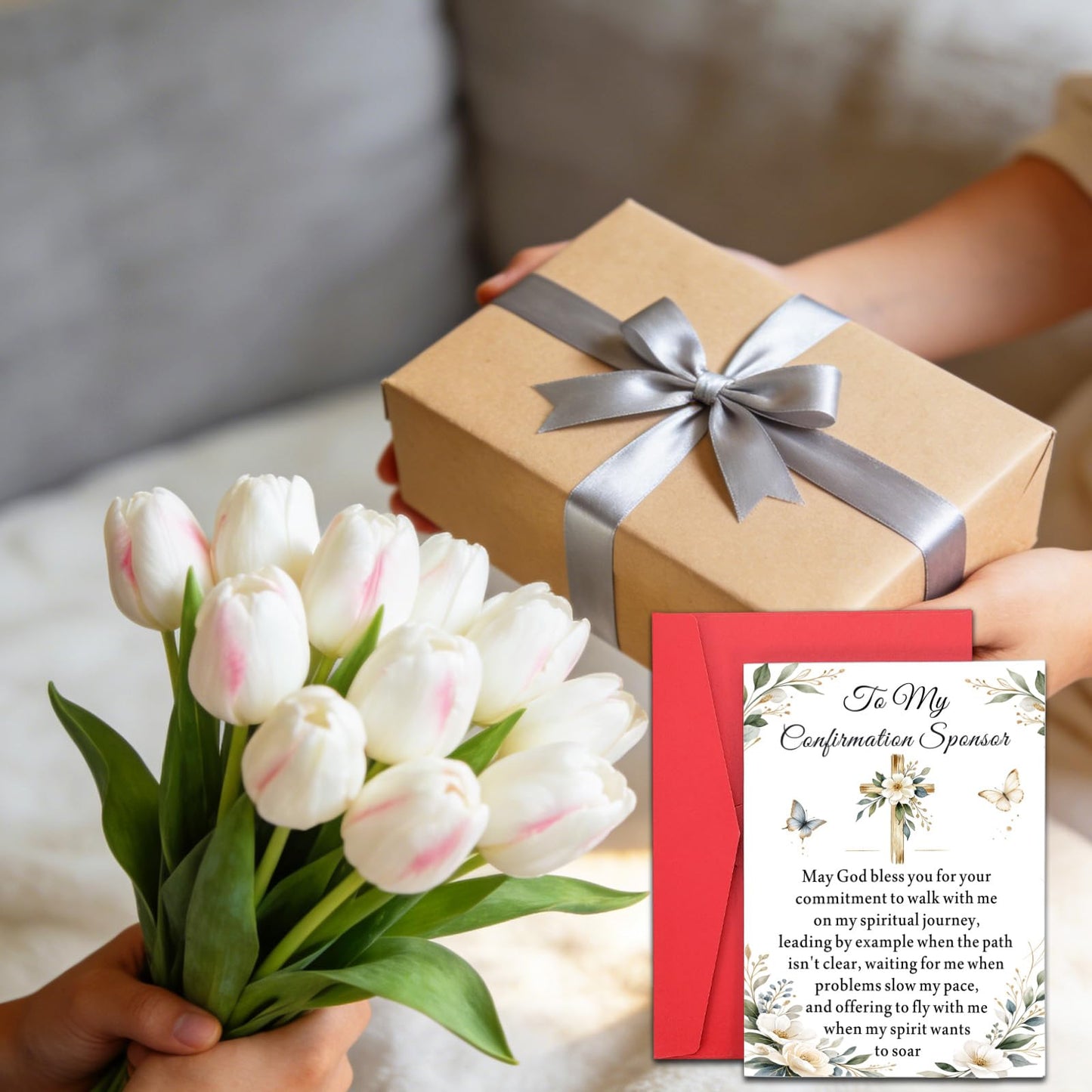 Confirmation Sponsor Cards for Women Men - Confirm Sponsor Gift, Appreciation Thank You Card for Sponsors Godfather Godmother, Catholic Christian Cards for Sponsors from Teens Girls Boys Religious