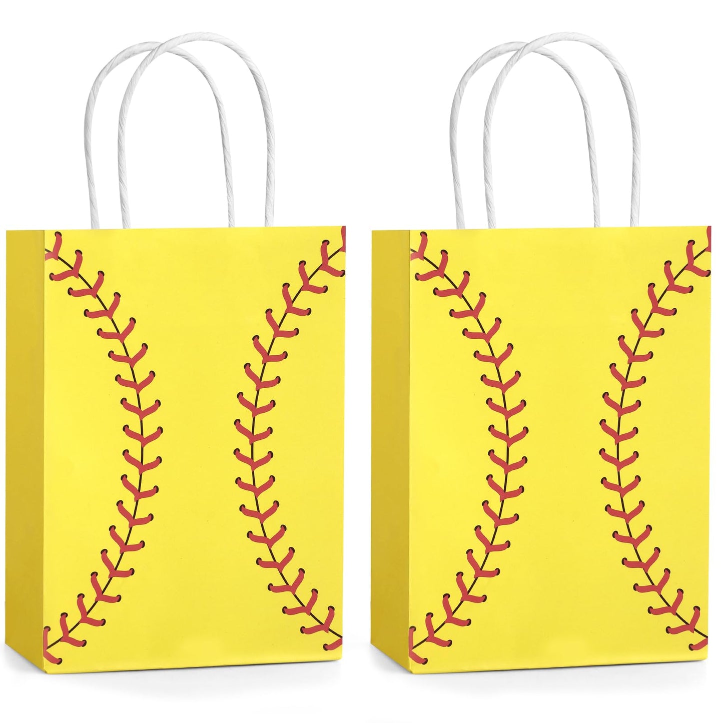 Hxezoc 12 Pieces Softball Gift Bags with Handle, Paper Treat Candy Bag Sport Favor Bags for Softball Theme Birthday Party Decoration Supplies