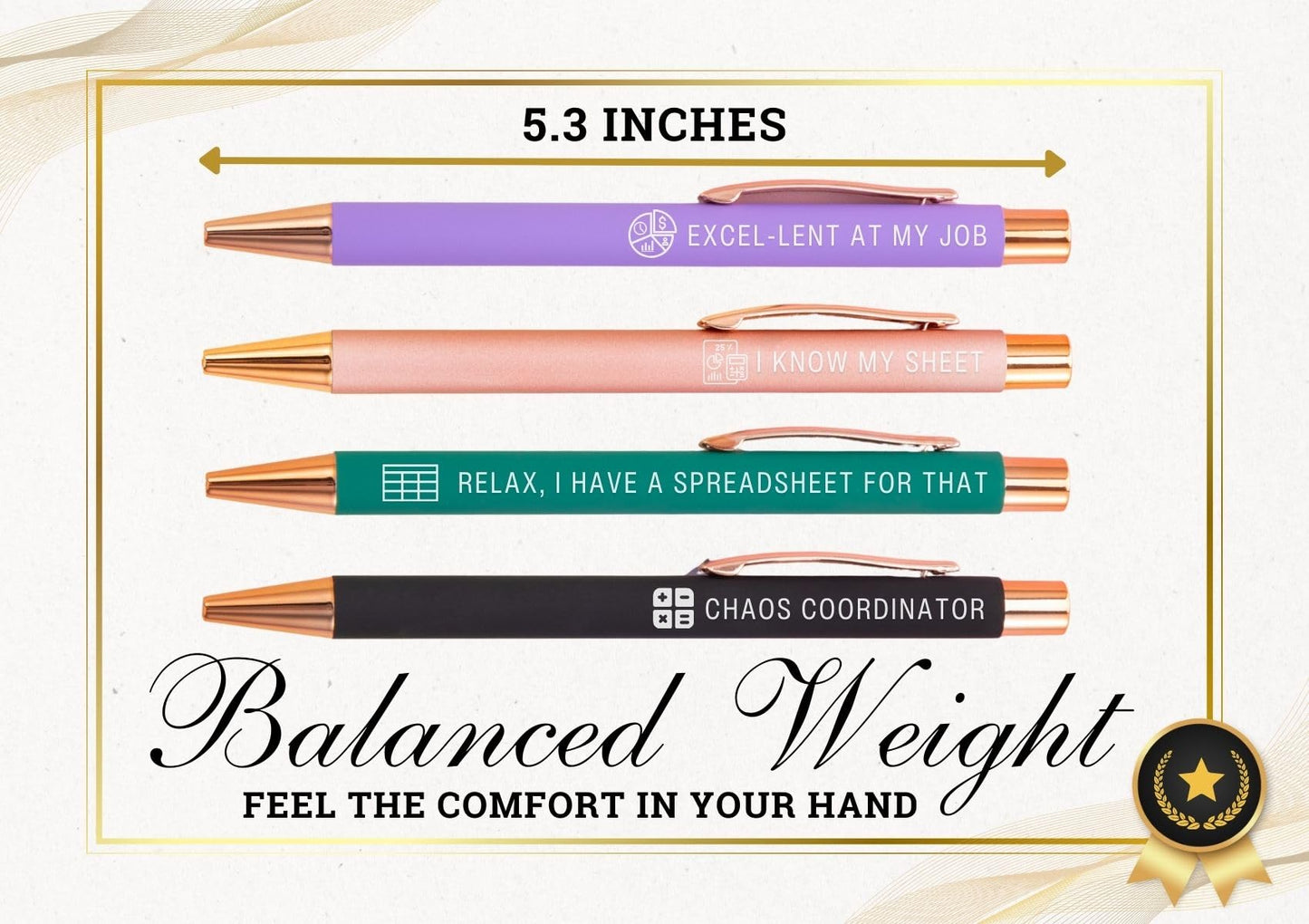InnoBeta Funny Accountant Coworker Gifts Pen Set - Chaos Coordinator - Spreadsheet Desk Accessories for Admin 4 Pcs