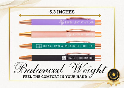 InnoBeta Funny Accountant Coworker Gifts Pen Set - Chaos Coordinator - Spreadsheet Desk Accessories for Admin 4 Pcs