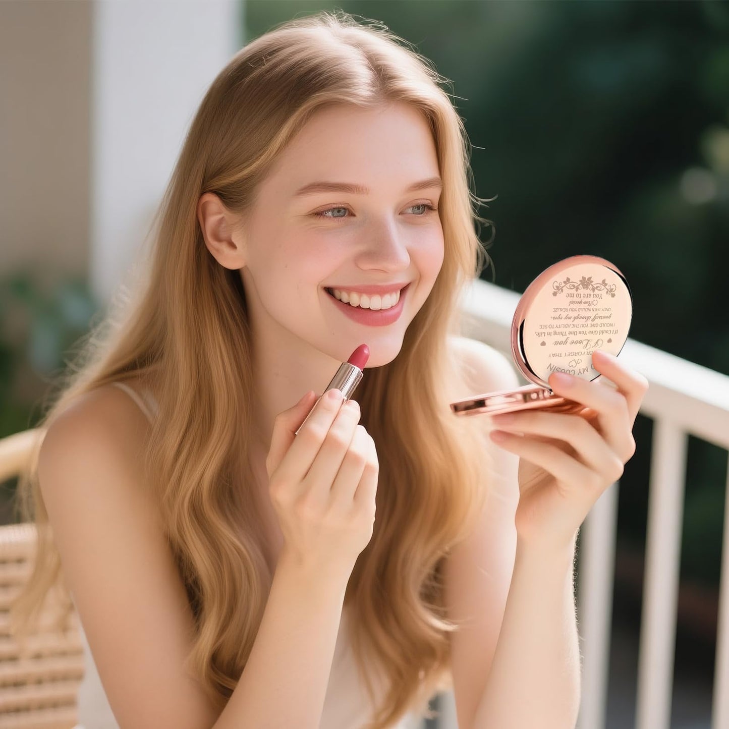 GAOLZIUY Cousin Gifts for Women Cousin Birthday Gifts Rose Gold Compact Mirror Gifts for Cousin Sister Birthday Christmas Graduation Gifts for Best Cousin Pocket Makeup Mirror