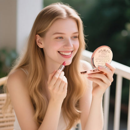 GAOLZIUY Cousin Gifts for Women Cousin Birthday Gifts Rose Gold Compact Mirror Gifts for Cousin Sister Birthday Christmas Graduation Gifts for Best Cousin Pocket Makeup Mirror