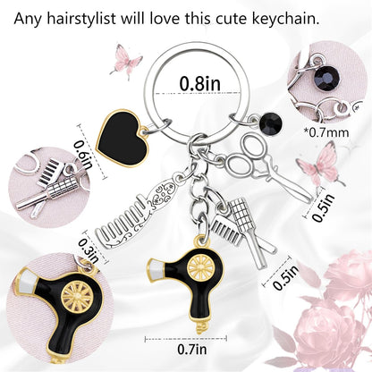Ikacvb Cute Hair Stylist Gifts Hairdresser Keychain Gifts For Women Men Unique Hairstylist Gift Scissors Comb Charms