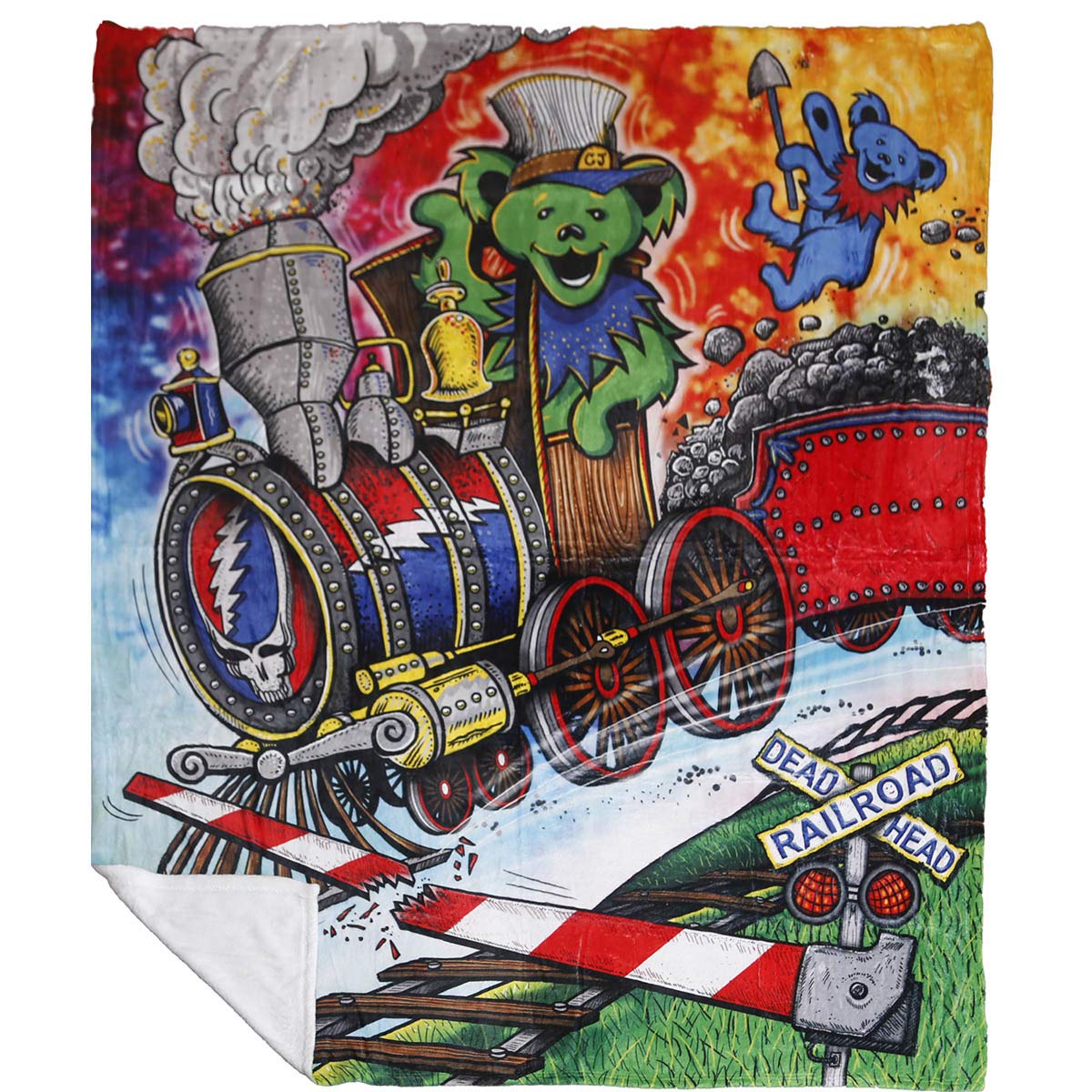 Grateful Dead Cozy Fleece Throw Blanket 50x60 Inches - Casey Jones Bears