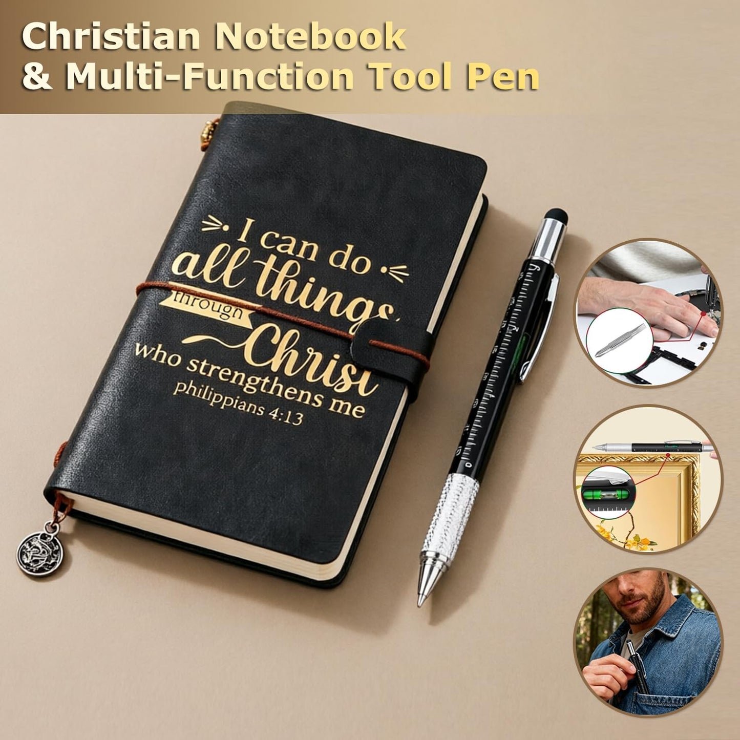 Christian Gifts For Men, Mens Easter Basket Stuffers, Catholic & Religious Gift For Men, God, Jesus, Faith Based Gifts With Prayer Jar, Bible Notebook, Encouragement Church Gifts For Pastor, Dad, Son