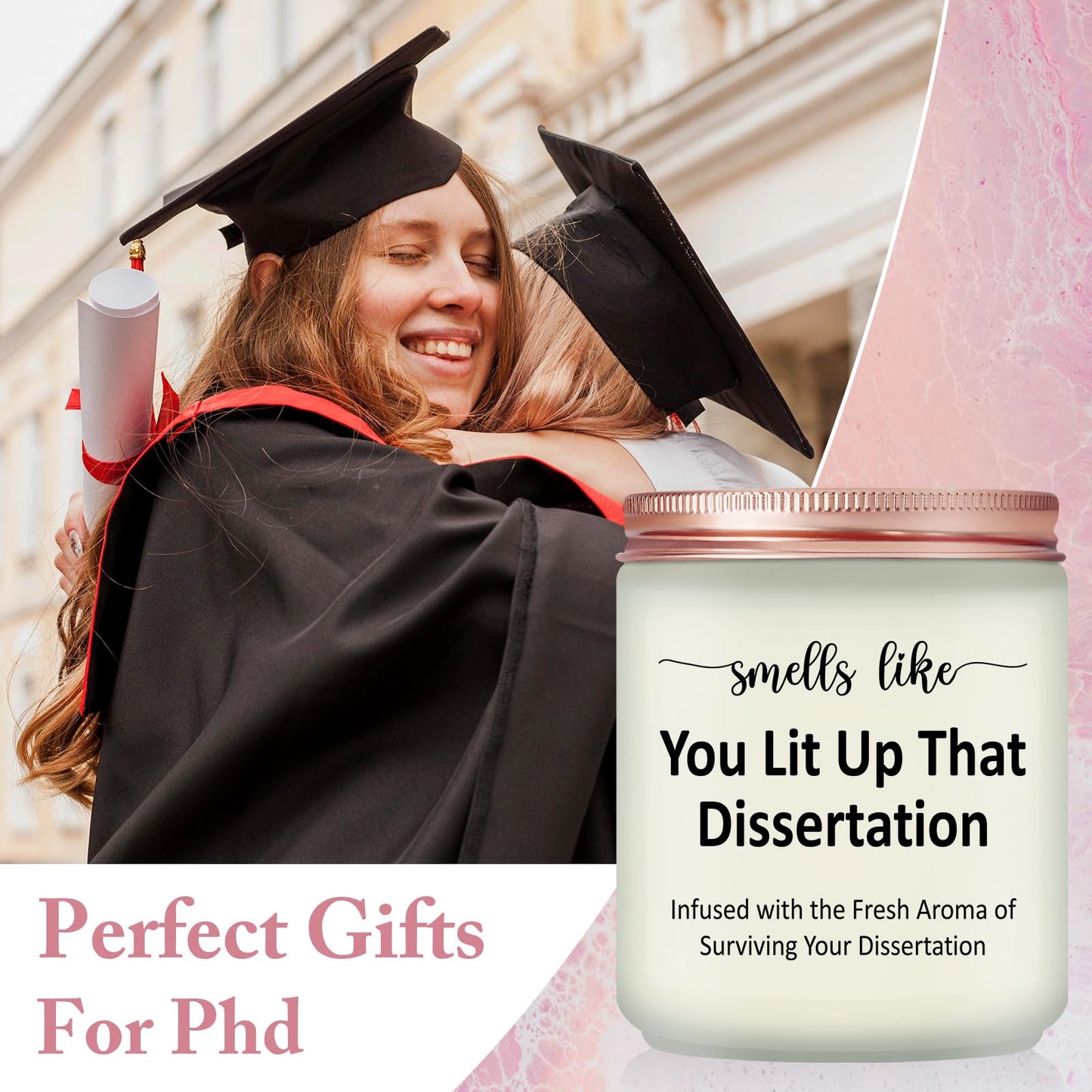 PhD Graduation Gifts - Doctorate Degree Gifts for Women - Congratulations Present for Him, Her, Doctoral Graduates, PhD Student - Lavender Scented Candle