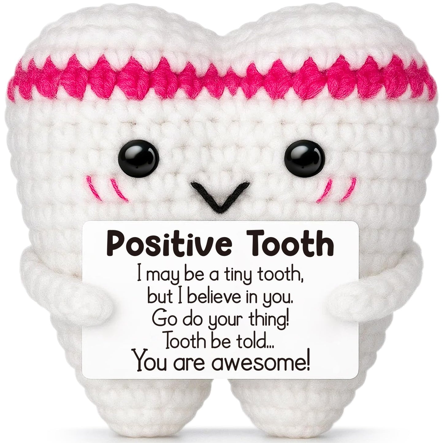 Crochet Teeth Gift for Fathers Day from Daughter Son Wife,Positive Handamde Retirement Gift for Nurse Adults Teens Girl Boy,Dad Birthday Graduation Gifts for Teacher Student Her Daughter Friend Sister