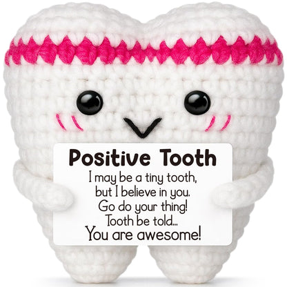 Crochet Teeth Gift for Fathers Day from Daughter Son Wife,Positive Handamde Retirement Gift for Nurse Adults Teens Girl Boy,Dad Birthday Graduation Gifts for Teacher Student Her Daughter Friend Sister