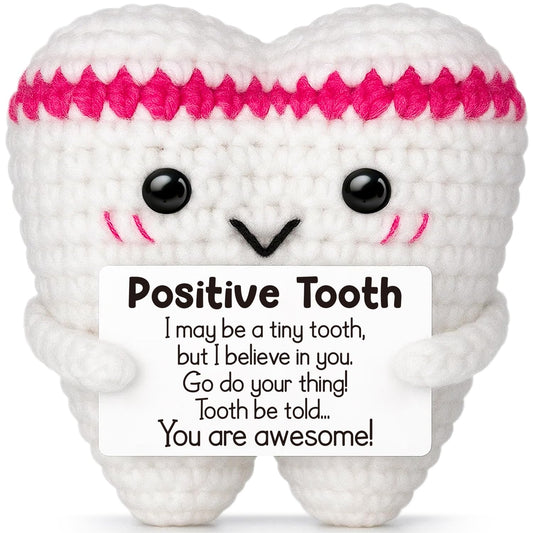 Crochet Teeth Gift for Fathers Day from Daughter Son Wife,Positive Handamde Retirement Gift for Nurse Adults Teens Girl Boy,Dad Birthday Graduation Gifts for Teacher Student Her Daughter Friend Sister