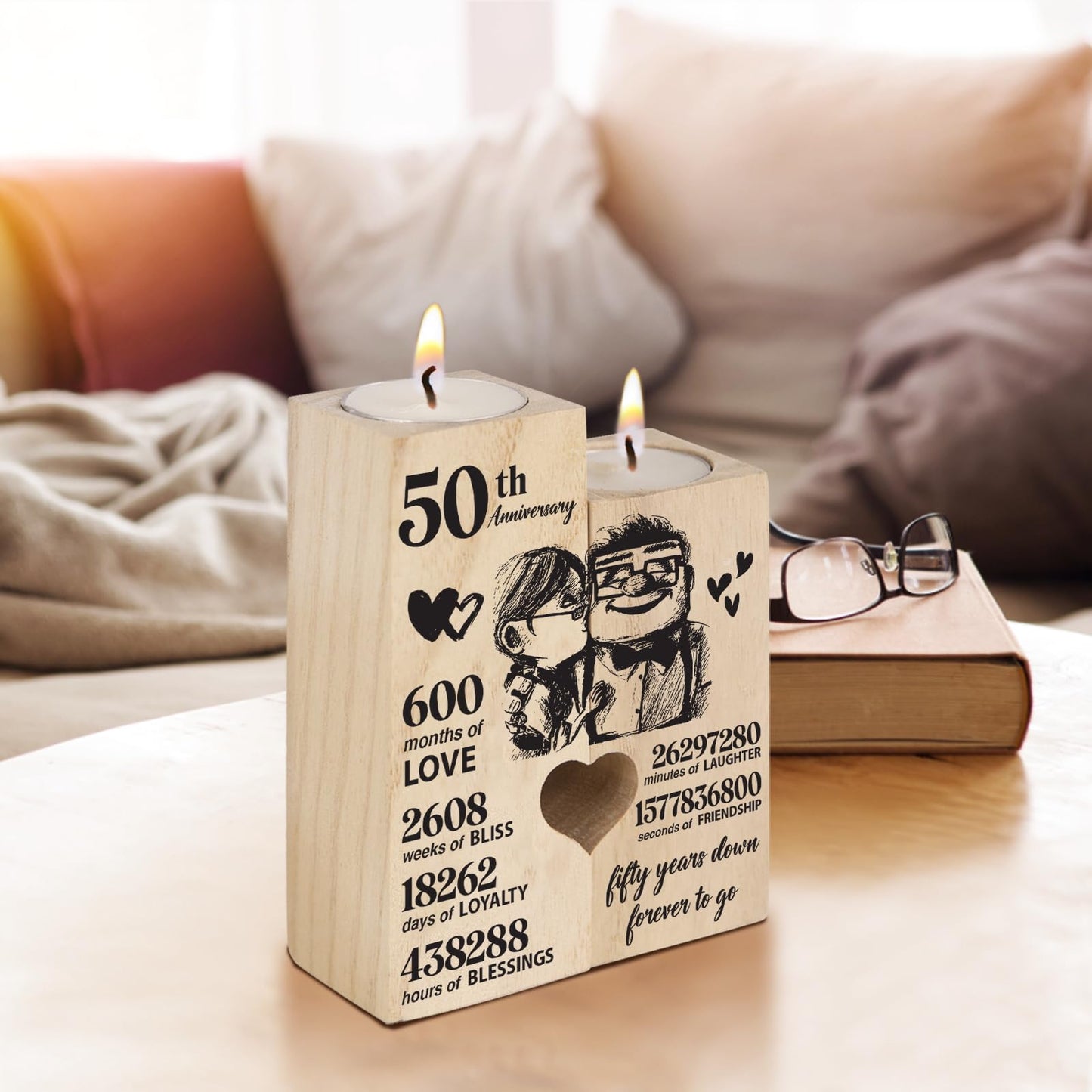 50th Golden Anniversary Wedding Gifts for Wife, Couples Gifts Candlestick,50th Wedding for Wifes from Husband,Golden Anniversary Presents for Wife Women,Fifty Years for Her