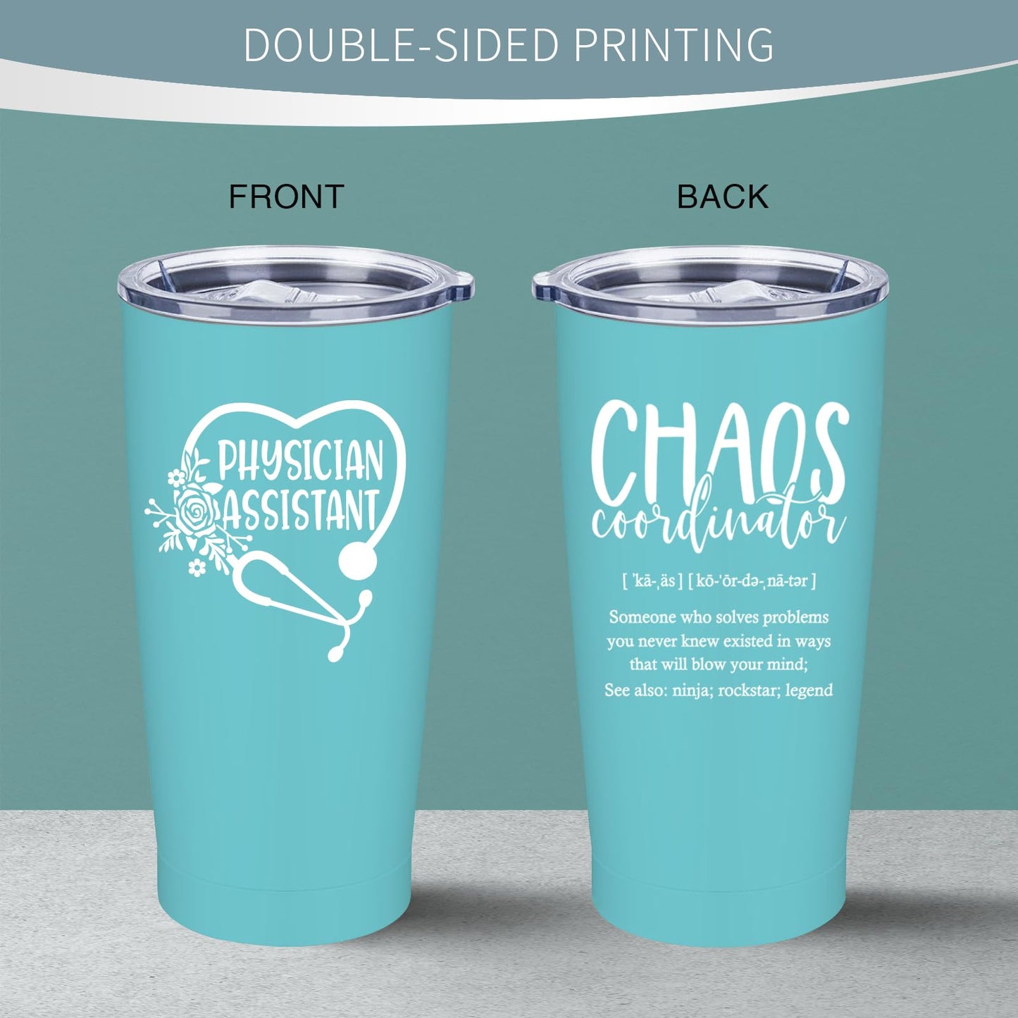 Physician Assistant Gifts for Women - PA Appreciation Gifts - PA Student Gift - Birthday, Thank You Gift for Physician Assistant - 20 oz Stainless Steel Tumbler With Lid & Straw